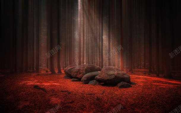 红色森林唯美jpg设计背景_88icon https://88icon.com 森林 红色