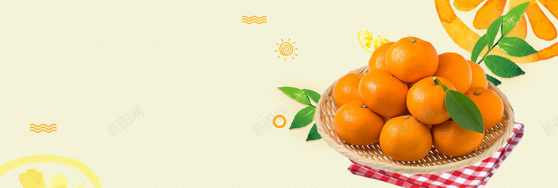 橙色清新水果橘子蜜桔食品电商banner背景