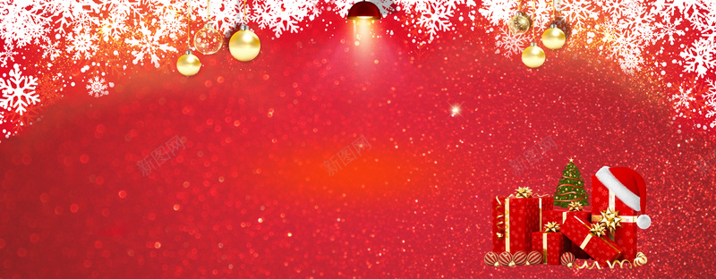 圣诞节梦幻红色电商海报背景背景