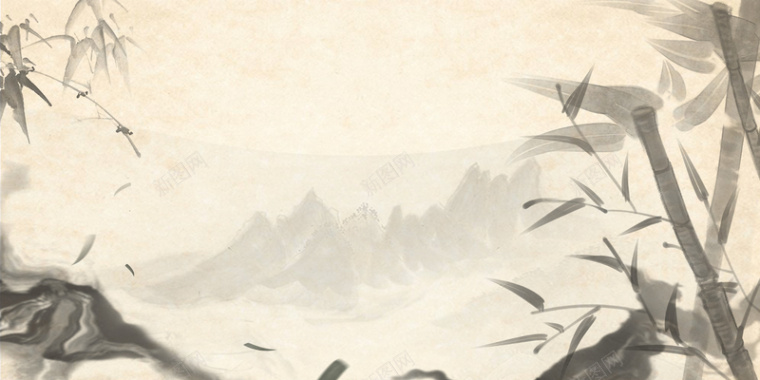 水墨竹子中国风背景背景