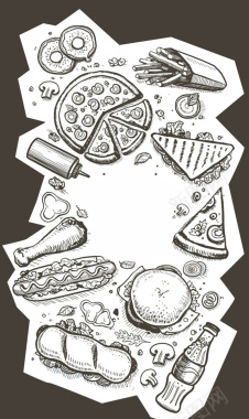 黑白手绘食物广告背景背景