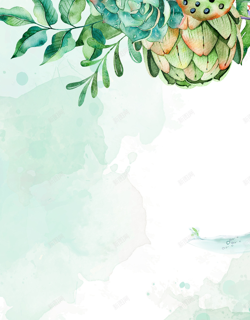 化妆品护肤绿色清新水彩H5背景psd设计背景_88icon https://88icon.com H5背景 化妆品 手绘 护肤 春季 植物 水彩 清新 绿色