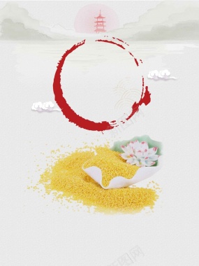 大气中国风小米美食海报背景模板背景