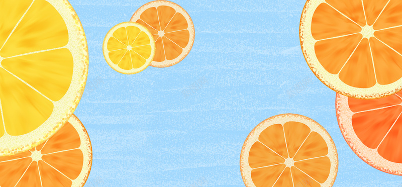 夏天清凉淘宝促销柠檬插画蓝色背景背景