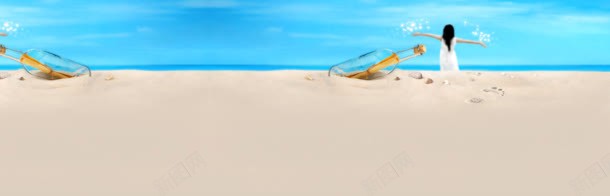 沙滩美女漂流瓶背景bannerjpg设计背景_88icon https://88icon.com banner 沙滩 海浪 清新 背景