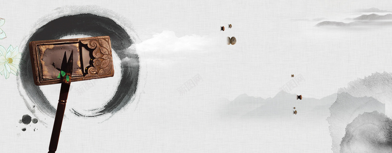 中国风文艺水墨山水灰色bannerpsd设计背景_88icon https://88icon.com 中 中国风 传统 典雅 古典 古典中国画 唯美 复古 广告 文艺 素材 绘画 背景 花朵 设计