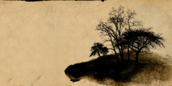 泛黄宣纸中国风水墨风格老旧宣纸树林背景高清图片