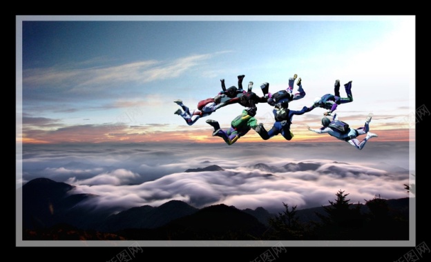 团队跳伞跨越企业精神背景背景