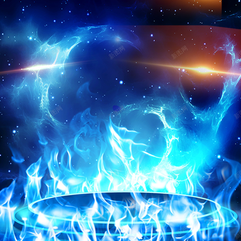蓝色火焰舞台背景图psd设计背景_88icon https://88icon.com 主图 光效 激情 火焰 狂欢 舞台 蓝色