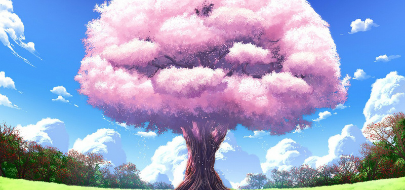 卡通梦幻唯美大树背景背景