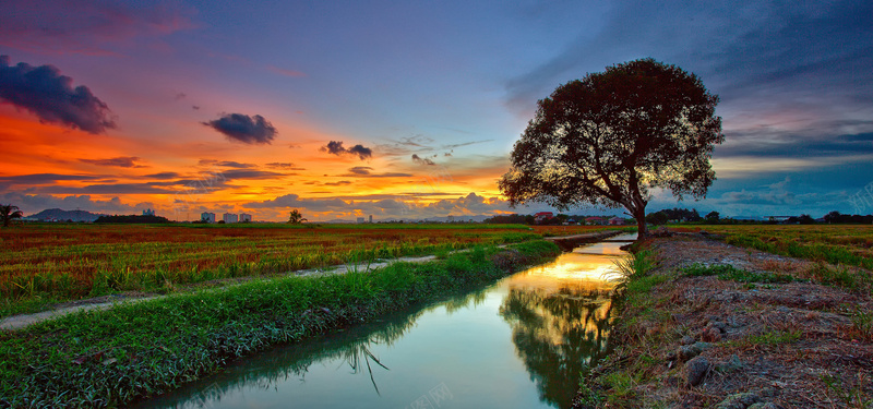 农田天空河流背景jpg_88icon https://88icon.com 休闲旅游 农田 天空 摄影 河流 海报banner 自然风光 风景