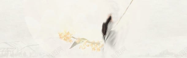 一枝花banner创意jpg设计背景_88icon https://88icon.com 中国画 女装 鲜花