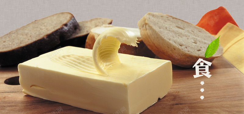 美食黄油乳酪面包配料美味背景背景