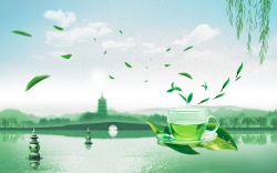 茶叶公司绿色小清新创意茶叶海报背景高清图片