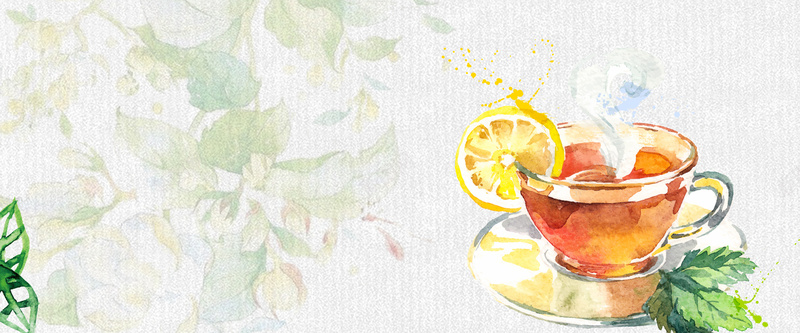 夏日柠檬凉茶手绘花纹灰色纹理背景背景