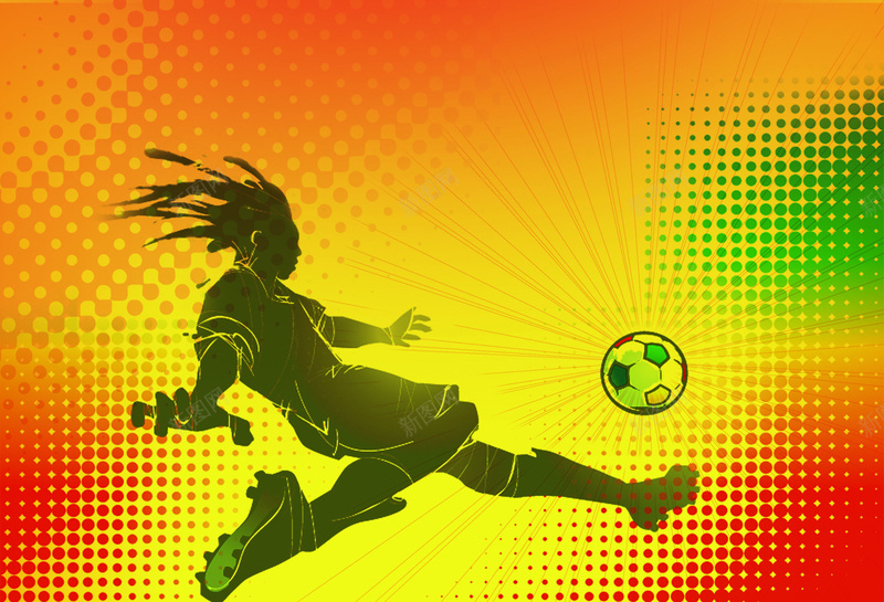 足球世界杯狂欢运动宣传海报psd设计背景_88icon https://88icon.com 光斑 动感 激情 狂欢 红色 绿色 足球 踢球 运动员 黄色