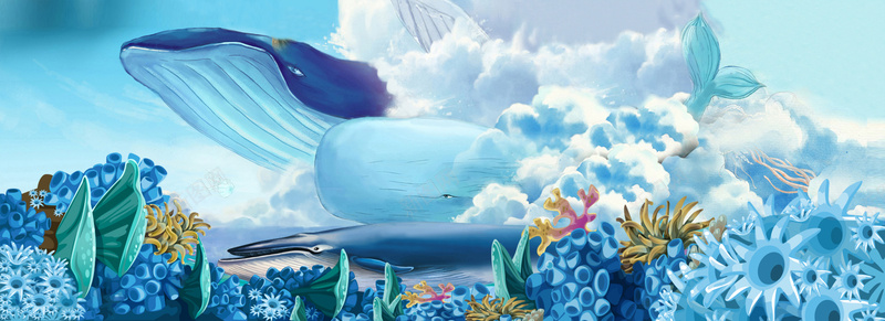 海洋动物jpg设计背景_88icon https://88icon.com 天蓝色 淘宝 深海 深色 青色