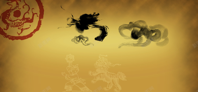 龙抬头中国风棕色海报背景背景