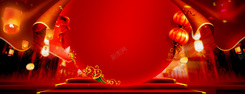 新年年货节红灯笼banner背景