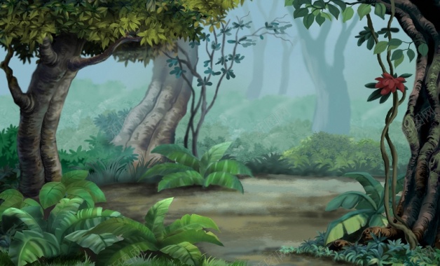 卡通手绘森林背景背景