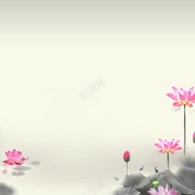 中国风水墨荷花背景背景