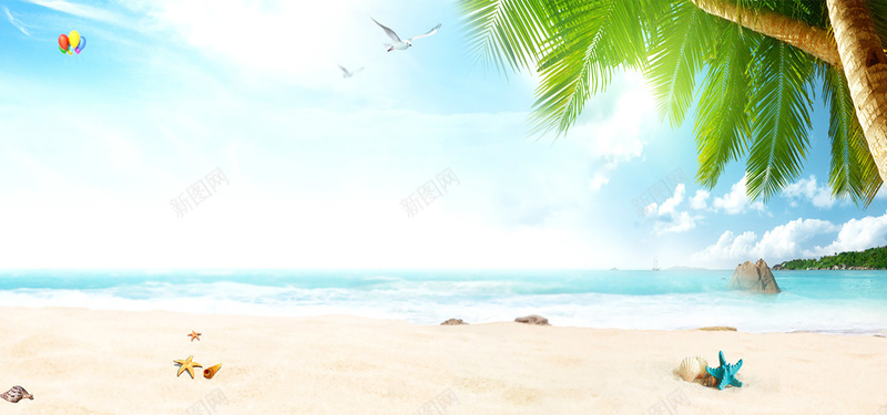 沙滩海滩椰子树海边背景