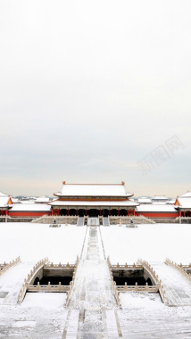 冬季故宫下雪银白色背景背景