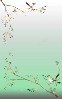 树枝日历清新手绘小鸟背景高清图片