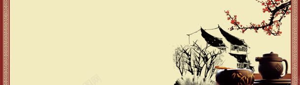古典中国风茶背景jpg设计背景_88icon https://88icon.com 中国风 水墨 红梅 花纹 茶