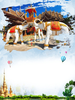 版纳风情云南西双版纳旅游风景宣传海报背景高清图片