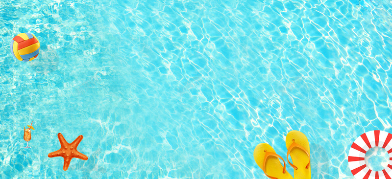 夏季海边度假海星拖鞋游泳圈蓝色背景背景