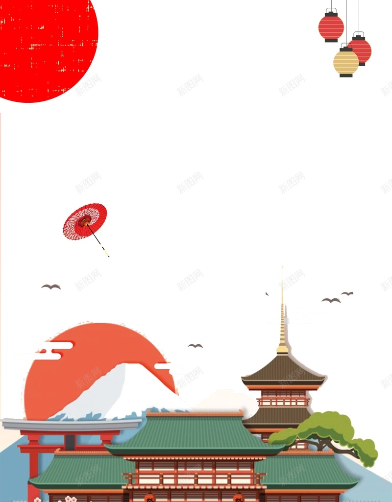 2018年插画风日本名古屋旅游海报psd设计背景_88icon https://88icon.com 名古屋 和风 塔 扇子 手绘 插画 旅游 旅行社 日本 日本建筑 樱花 猫
