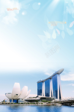 新加坡特色建筑旅游宣传海报背景背景
