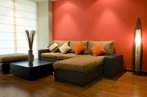 红色温馨客厅沙发背景背景