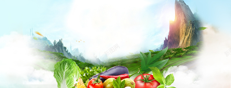夏季蔬果上市大气景色背景背景