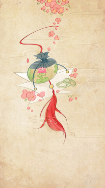 中国风古风荷花香包花朵宣纸复古背景
