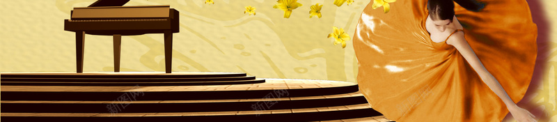 陶瓷公司简介企业文化展板海报背景psd设计背景_88icon https://88icon.com 大气 女人跳舞 宣传页 广告设计模板 画册设计 简介 简介展板 钢琴 黄色底纹 黄花