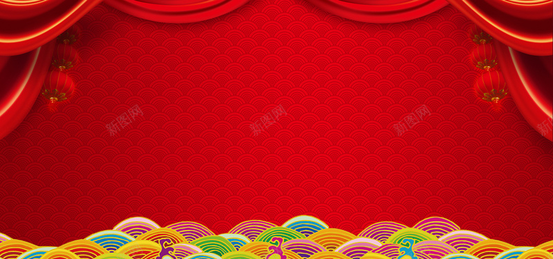 新年喜庆底纹红色电商海报背景背景