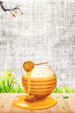 麻布效果蜂蜜促销广告宣传海报背景背景