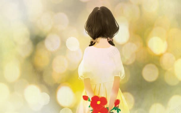 双马尾少女背影海报背景jpg设计背景_88icon https://88icon.com 少女 海报 背影 背景 马尾