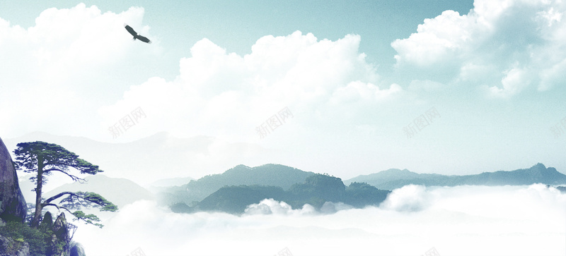 云海山峰传统背景背景