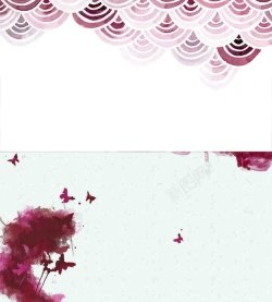对折页中式对折页紫红水墨邀请函水纹贺卡海报背景高清图片