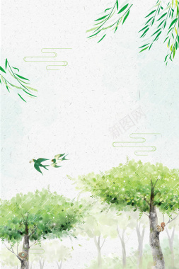 2018绿色手绘春节海报背景