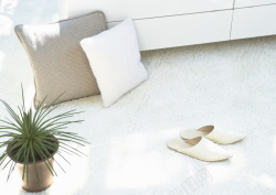 简洁拖鞋简洁家居白色地毯背景高清图片