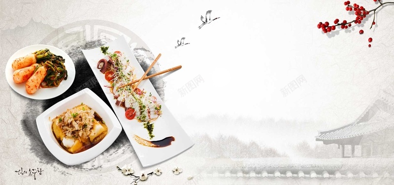 韩国料理海报背景背景