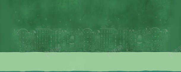 绿色清新城市房屋海报背景