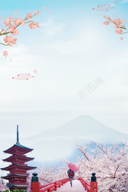 日本旅游日本樱花背景模板背景