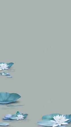 竹子精神H5背景素材荷花手绘商业夏天H5背景高清图片