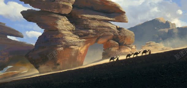 沙漠骆驼岩石宽屏背景