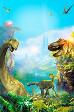 动物世界恐龙卡通清新欢乐动物园海报高清图片